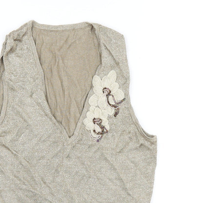 Womens UK Size 12 Marks and Spencer Gold Basic Tank