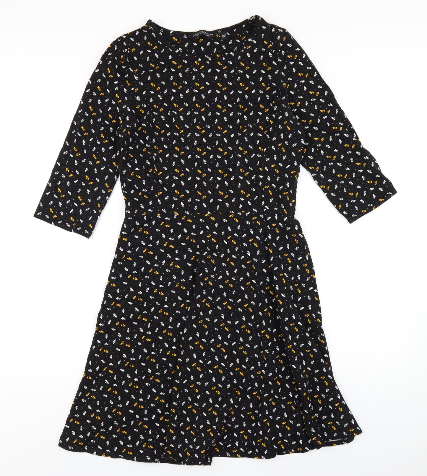 Dorothy Perkins Womens Black Floral Cotton A-Line Size 12 Round Neck Pullover