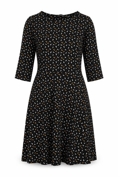 Dorothy Perkins Womens Black Floral Cotton A-Line Size 12 Round Neck Pullover