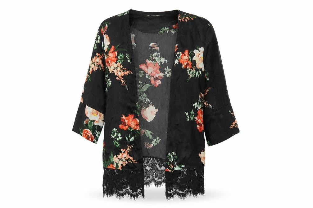 Womens UK Size M Miss Selfridge Black Kimono Blouse