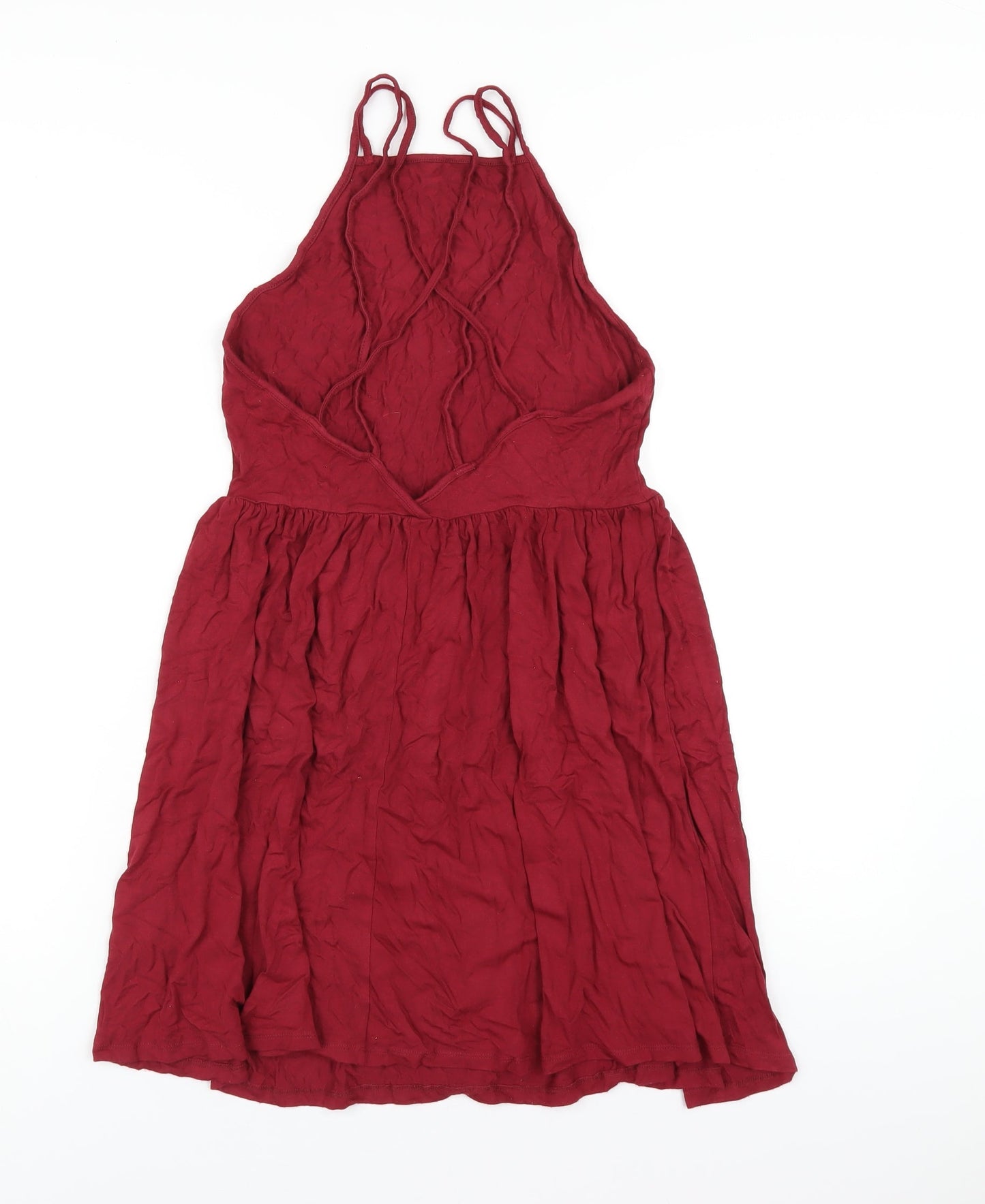 ASOS Womens Red Viscose A-Line Size 8 Square Neck Pullover