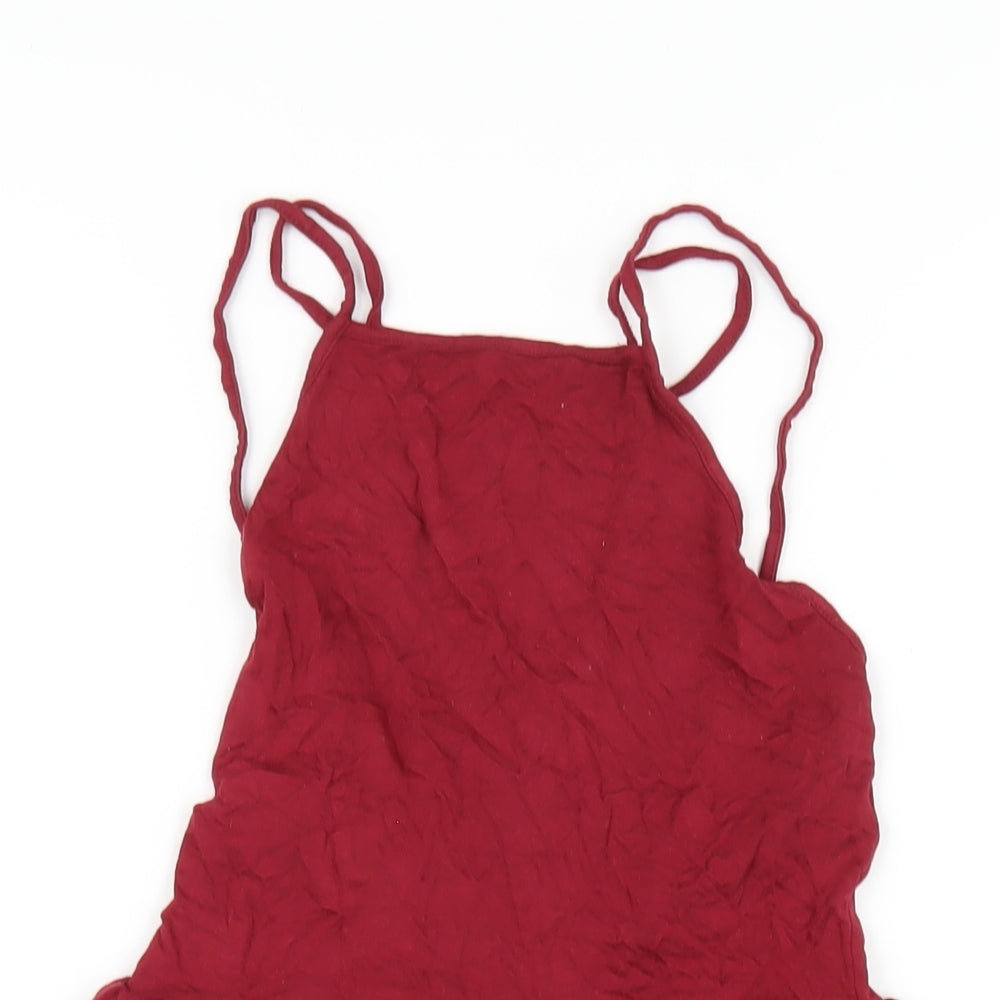 ASOS Womens Red Viscose A-Line Size 8 Square Neck Pullover