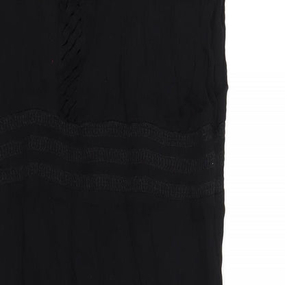 Marks and Spencer Womens Black Viscose A-Line Size 22 V-Neck Pullover