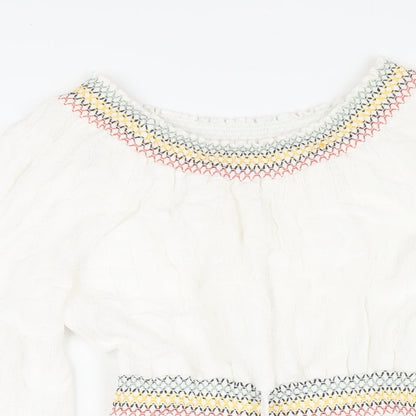 H&M Womens White Viscose A-Line Size 10 Boat Neck Pullover