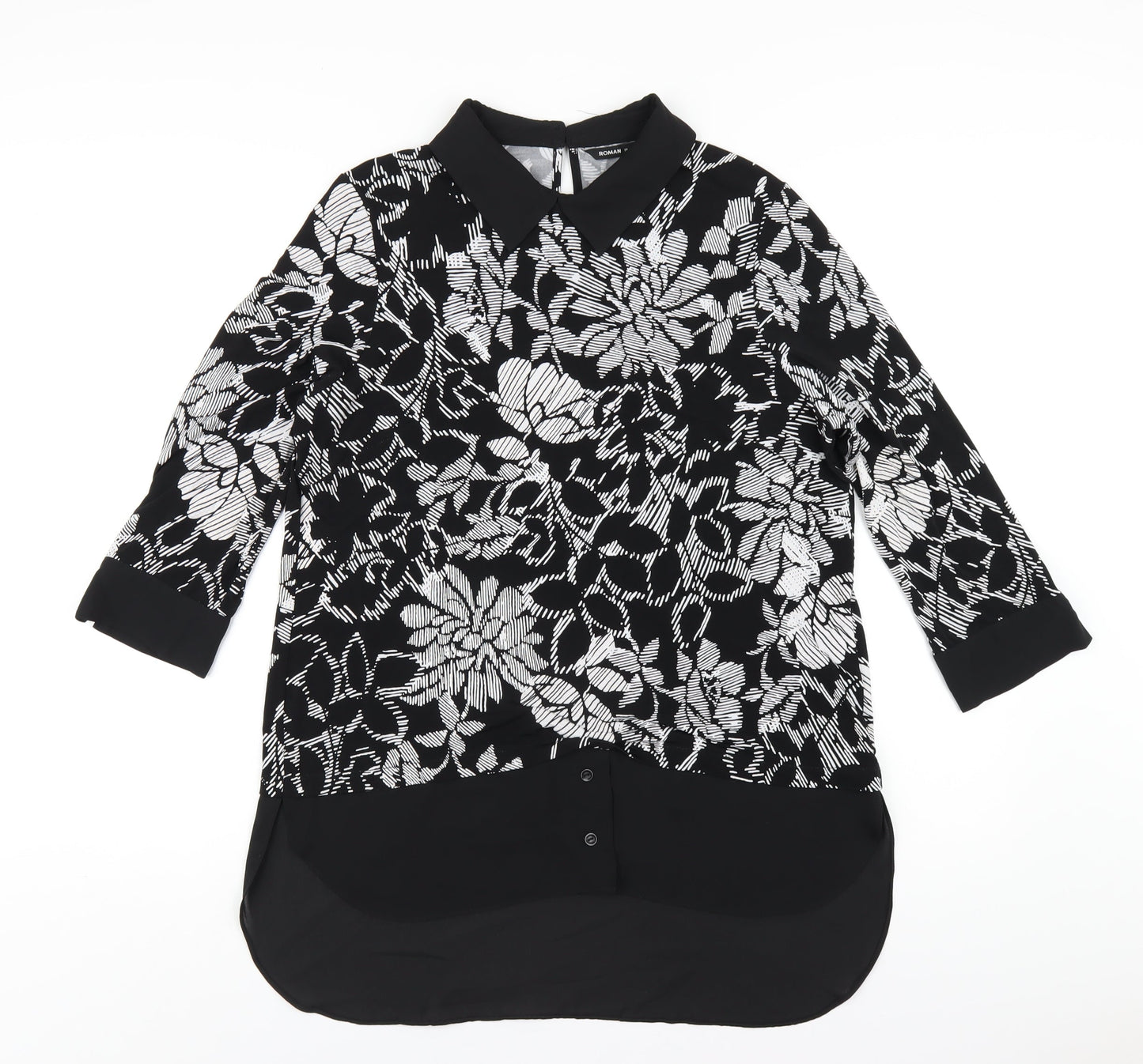 Womens UK Size 14 Roman Black Basic Blouse