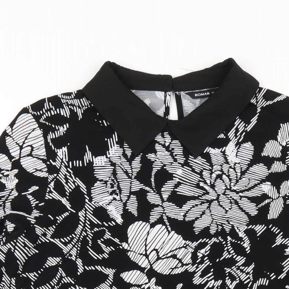 Womens UK Size 14 Roman Black Basic Blouse