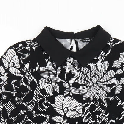 Womens UK Size 14 Roman Black Basic Blouse