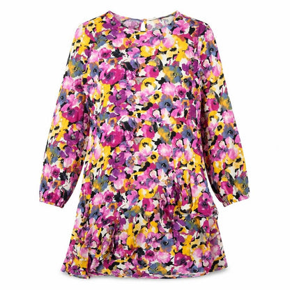 VERO MODA Womens Multicoloured Floral Viscose A-Line Size L Round Neck Button