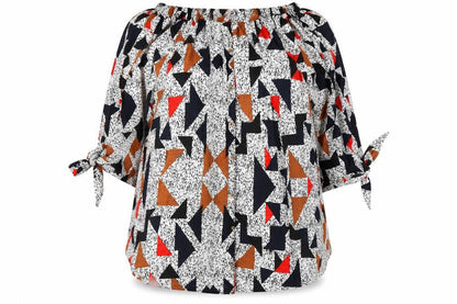AX Paris Womens Multicoloured Geometric Polyester A-Line Size 22 Off the Shoulder Pullover