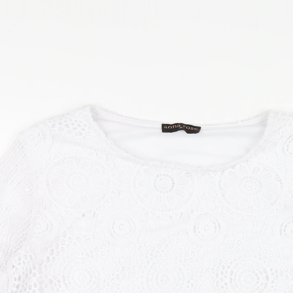 Womens UK Size M Anna Rose White Basic T-Shirt