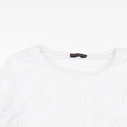 Womens UK Size M Anna Rose White Basic T-Shirt
