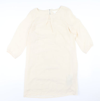 H&M Womens Ivory Polyester A-Line Size 6 Round Neck Zip