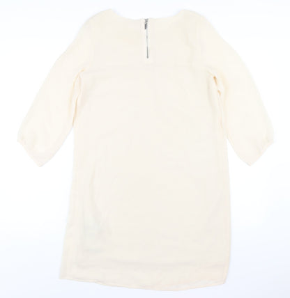 H&M Womens Ivory Polyester A-Line Size 6 Round Neck Zip
