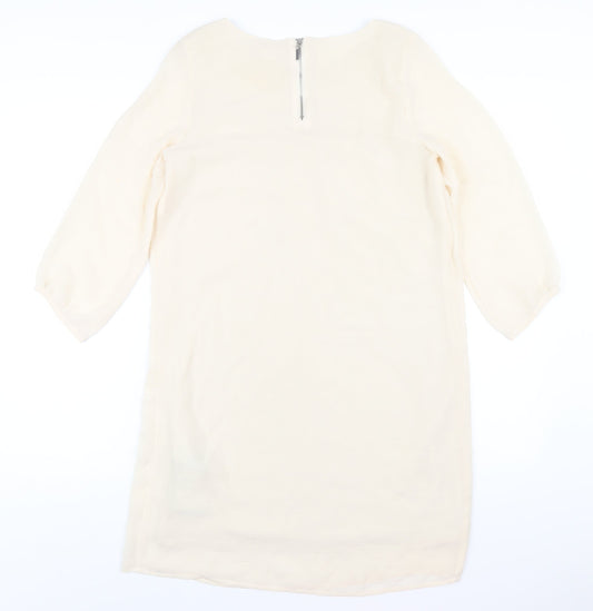 H&M Womens Ivory Polyester A-Line Size 6 Round Neck Zip