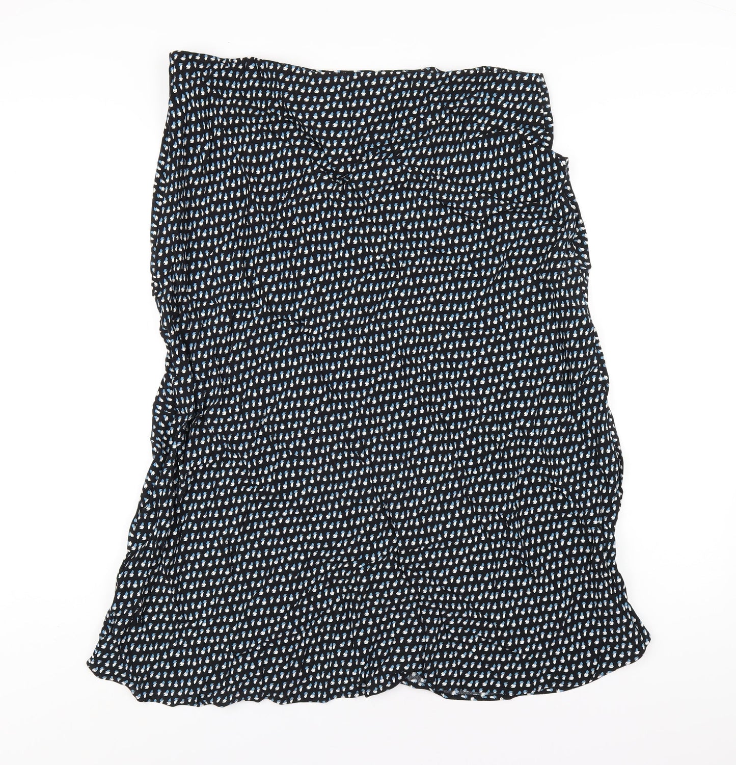 Marks and Spencer Womens Black Geometric Viscose A-Line Skirt Size 18 Zip