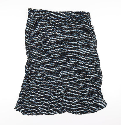 Marks and Spencer Womens Black Geometric Viscose A-Line Skirt Size 18 Zip