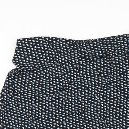 Marks and Spencer Womens Black Geometric Viscose A-Line Skirt Size 18 Zip