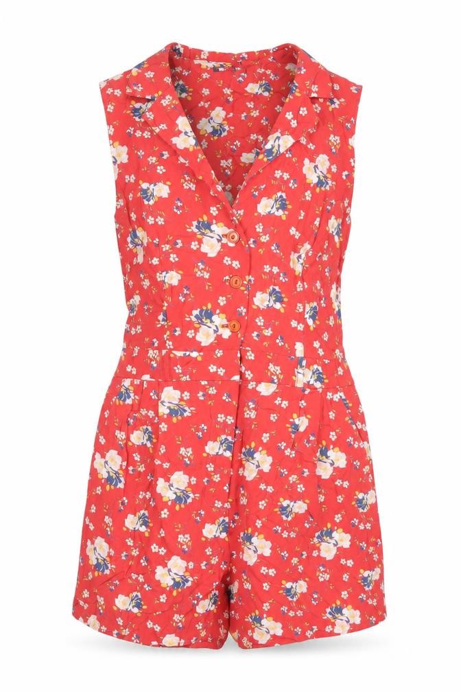 Womens UK Size 10 Topshop One-Piece Red Playsuit
