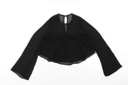 Womens UK Size 6 Nobody's Child Black Basic T-Shirt