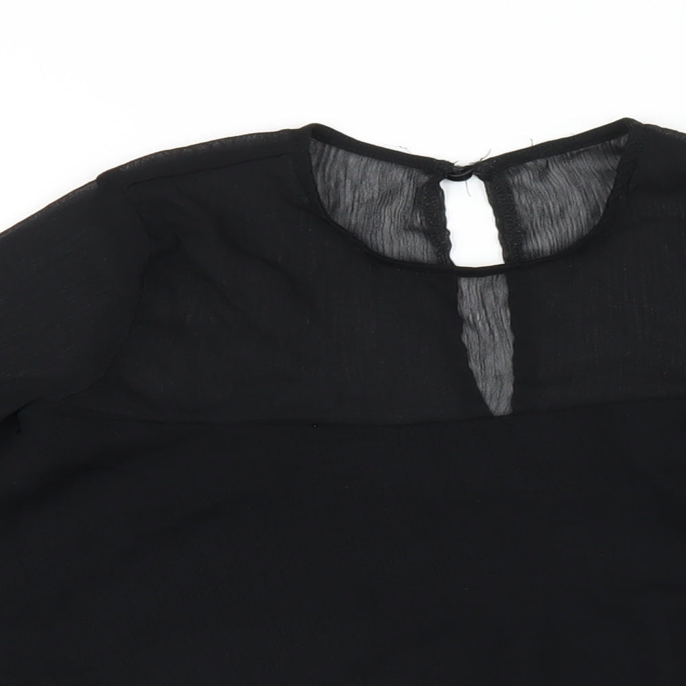 Womens UK Size 6 Nobody's Child Black Basic T-Shirt