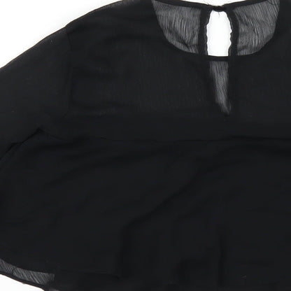 Womens UK Size 6 Nobody's Child Black Basic T-Shirt