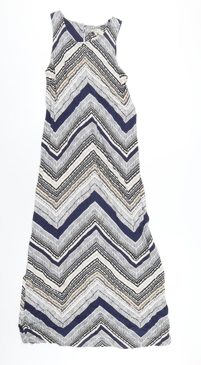 Dorothy Perkins Womens Multicoloured Chevron Viscose A-Line Size 8 Round Neck Button