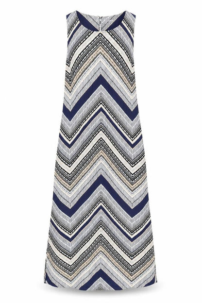 Dorothy Perkins Womens Multicoloured Chevron Viscose A-Line Size 8 Round Neck Button