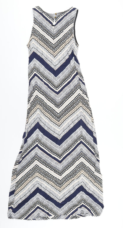 Dorothy Perkins Womens Multicoloured Chevron Viscose A-Line Size 8 Round Neck Button