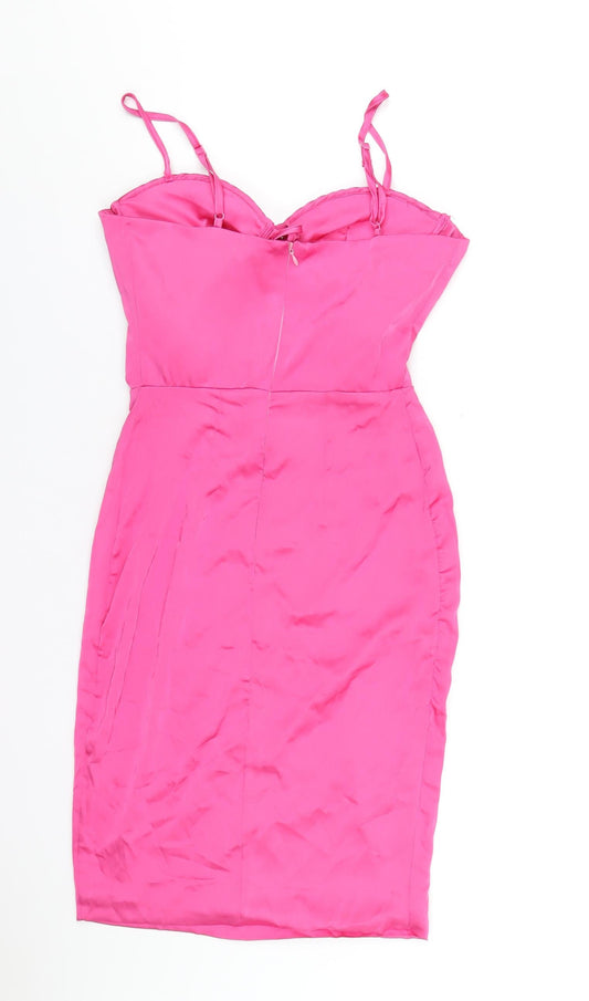 Love & Other Things Womens Pink Polyester Bodycon Size M Sweetheart Zip