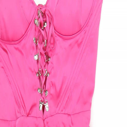 Love & Other Things Womens Pink Polyester Bodycon Size M Sweetheart Zip