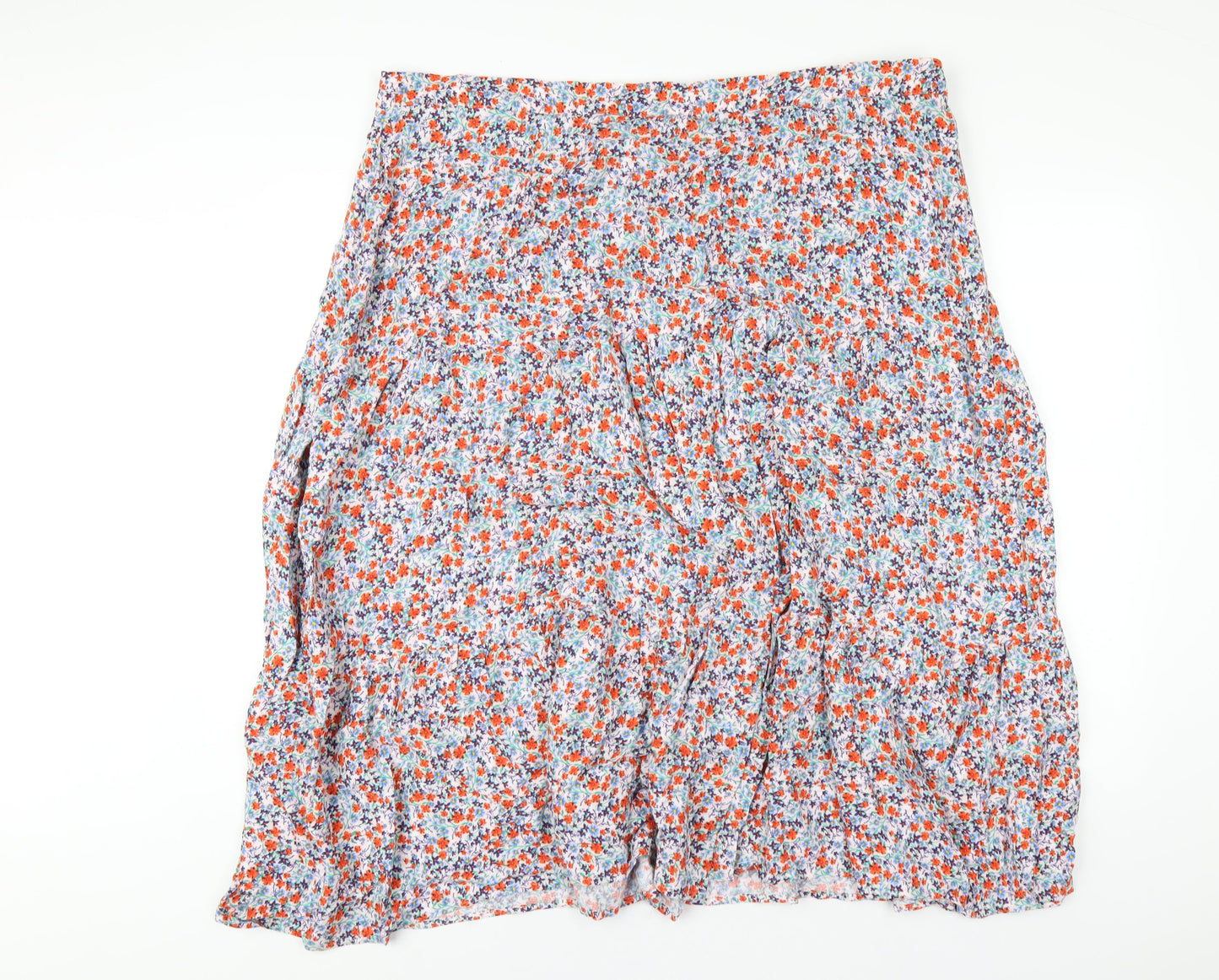 Marks and Spencer Womens Multicoloured Floral Viscose A-Line Skirt Size 24 Zip