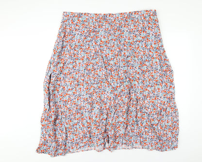 Marks and Spencer Womens Multicoloured Floral Viscose A-Line Skirt Size 24 Zip
