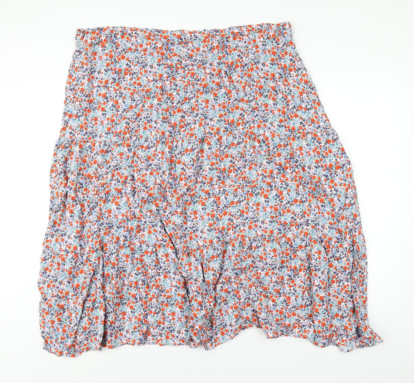 Marks and Spencer Womens Multicoloured Floral Viscose A-Line Skirt Size 24 Zip