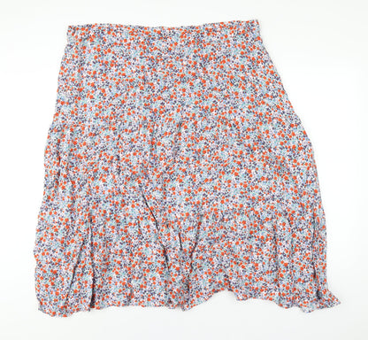 Marks and Spencer Womens Multicoloured Floral Viscose A-Line Skirt Size 24 Zip