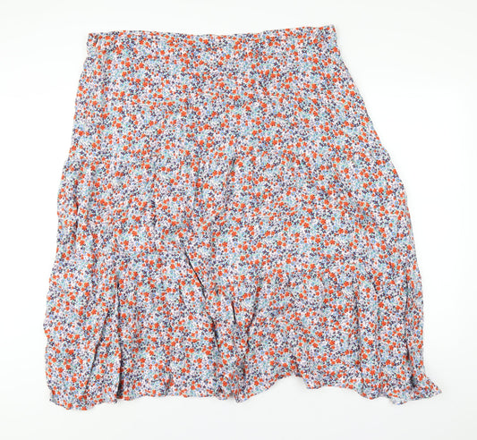 Marks and Spencer Womens Multicoloured Floral Viscose A-Line Skirt Size 24 Zip