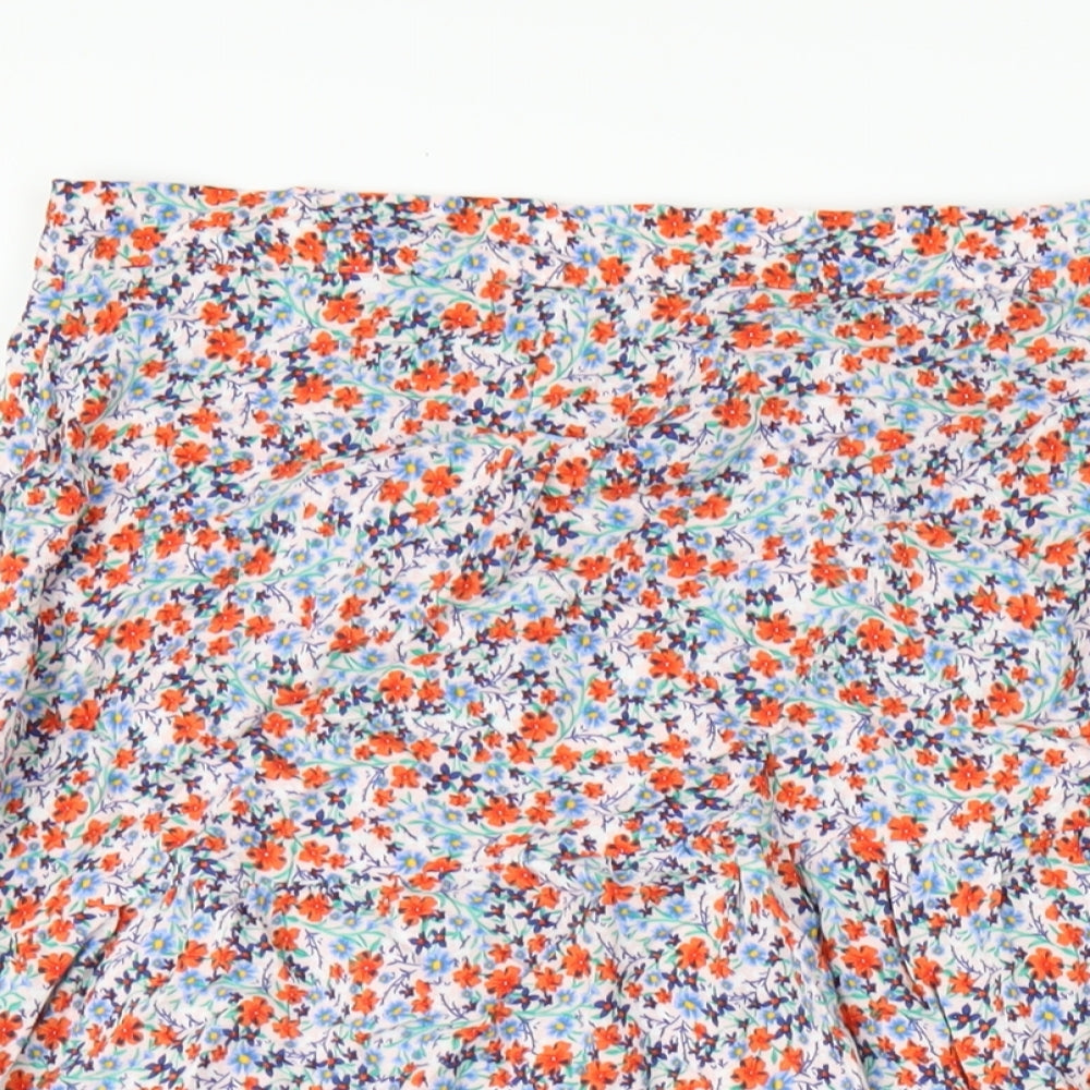 Marks and Spencer Womens Multicoloured Floral Viscose A-Line Skirt Size 24 Zip