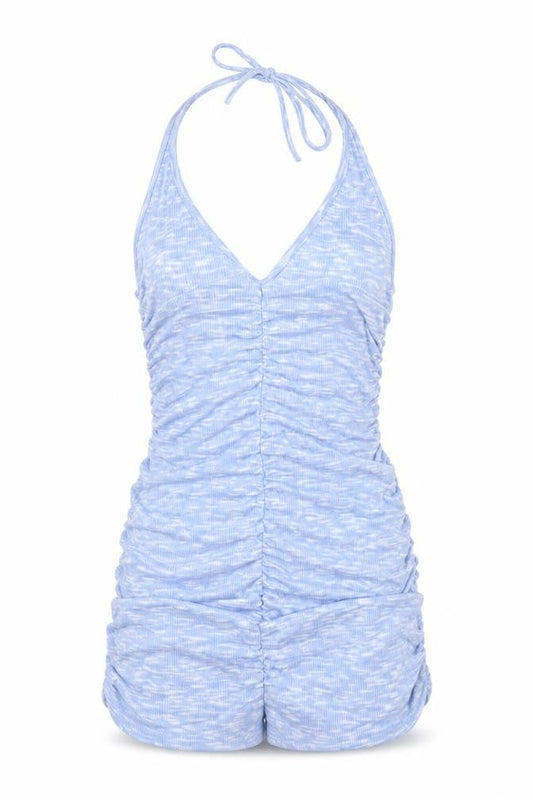 Missy Empire Womens Blue Polyester Bodycon Size 8 Halter Pullover