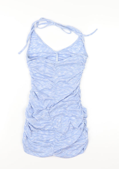 Missy Empire Womens Blue Polyester Bodycon Size 8 Halter Pullover