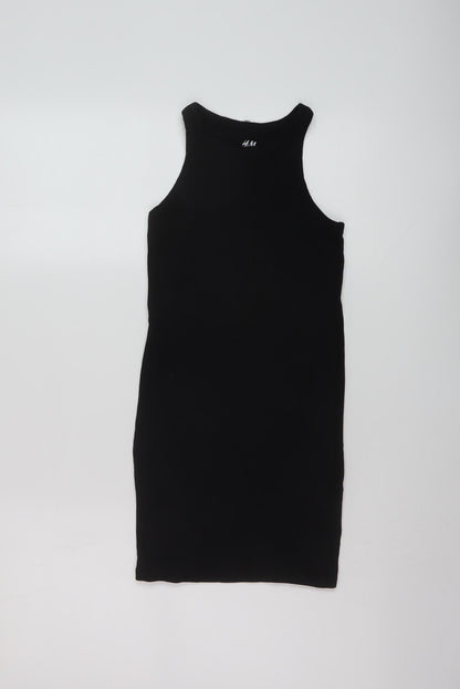 H&M Girls Black Cotton Mini Size 10-11 Years Round Neck Pullover
