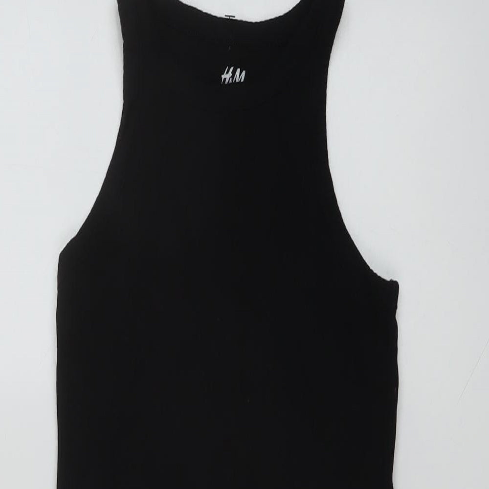 H&M Girls Black Cotton Mini Size 10-11 Years Round Neck Pullover