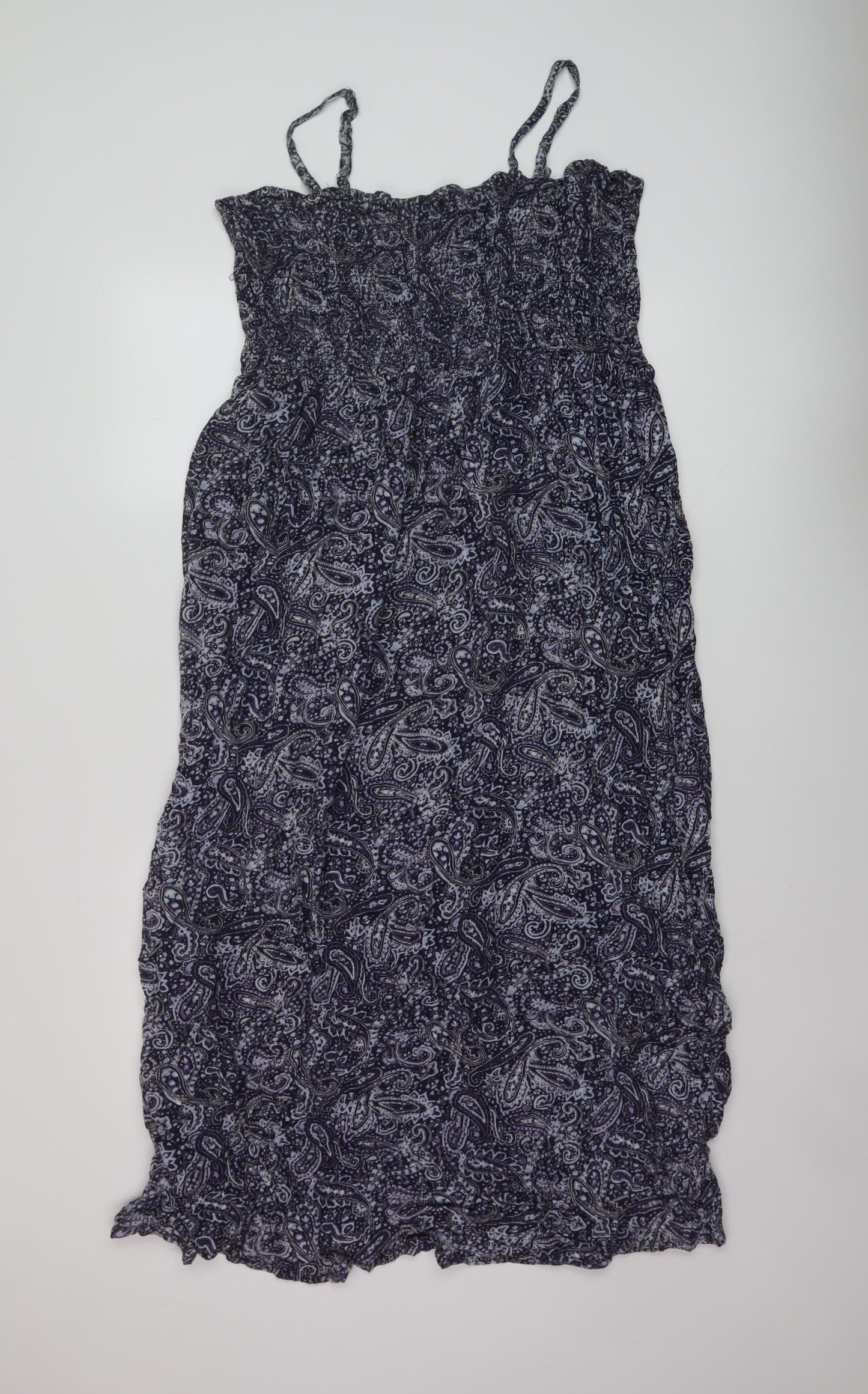 B.You Womens Blue Geometric Viscose A-Line Size 20 Square Neck Pullover