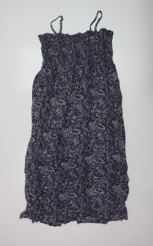 B.You Womens Blue Geometric Viscose A-Line Size 20 Square Neck Pullover