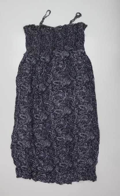 B.You Womens Blue Geometric Viscose A-Line Size 20 Square Neck Pullover