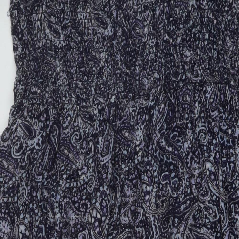 B.You Womens Blue Geometric Viscose A-Line Size 20 Square Neck Pullover