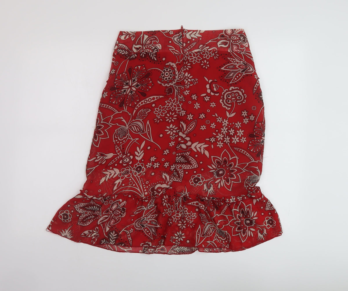 Equation Womens Red Geometric Polyester A-Line Skirt Size 10 Zip