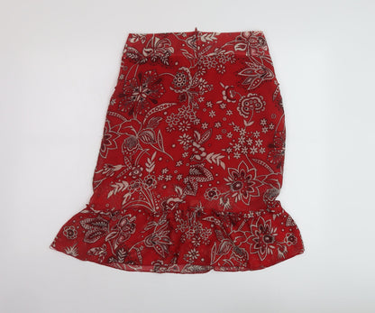 Equation Womens Red Geometric Polyester A-Line Skirt Size 10 Zip