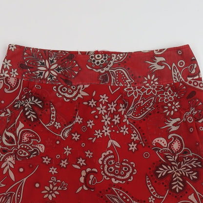 Equation Womens Red Geometric Polyester A-Line Skirt Size 10 Zip