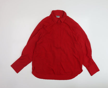 Womens UK Size 8 Beloved Red Basic Button-Up