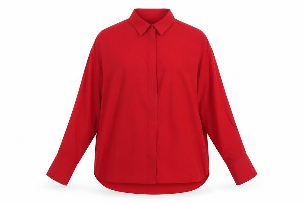 Womens UK Size 8 Beloved Red Basic Button-Up