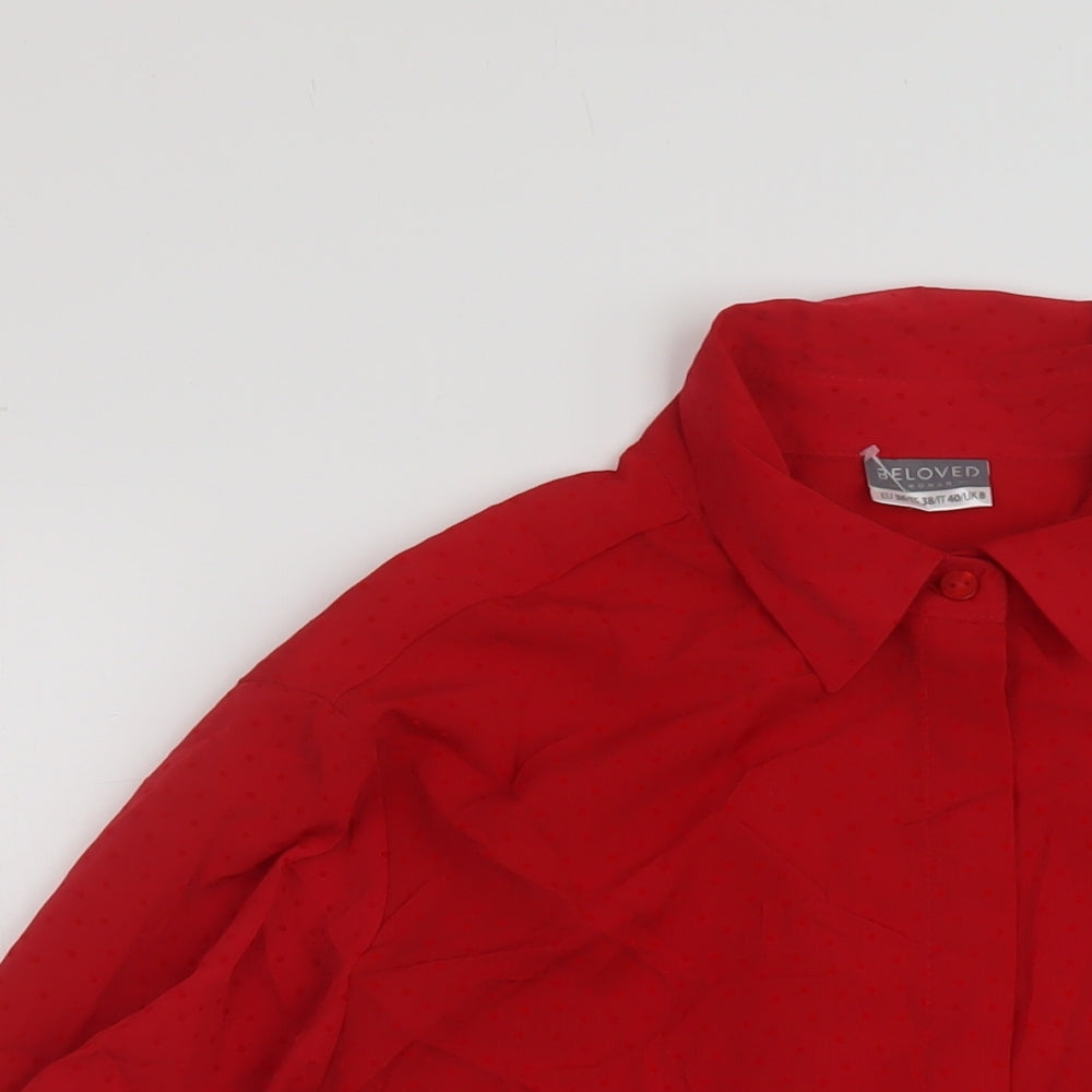 Womens UK Size 8 Beloved Red Basic Button-Up